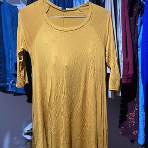 Mustard Yellow 3/4 Sleeve Dress